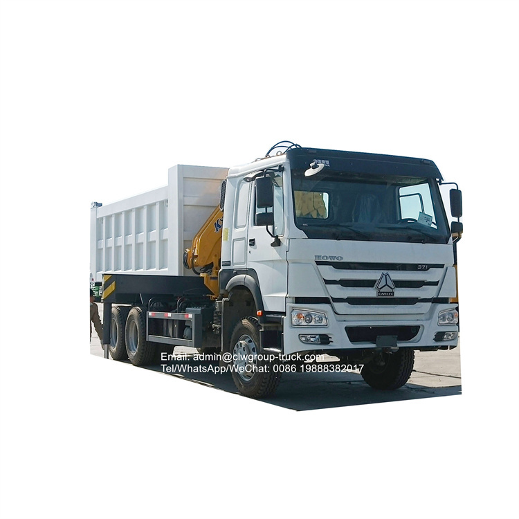 sinotruk dump truck with knuckle crane
