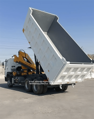 sinotruk dump truck with knuckle crane