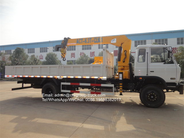 dongfeng 170hp 6.3 tons dump truck mounted telescopic crane