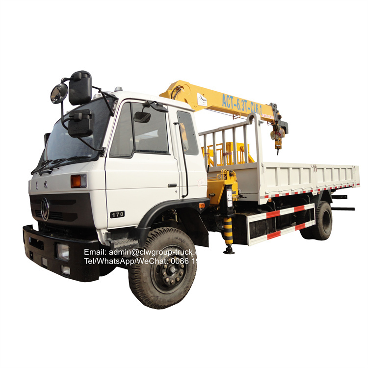 dongfeng 170hp 6.3 tons dump truck mounted telescopic crane
