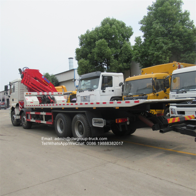 Shacman 8x4 15ton crane with 9.6m platform wrecker bed