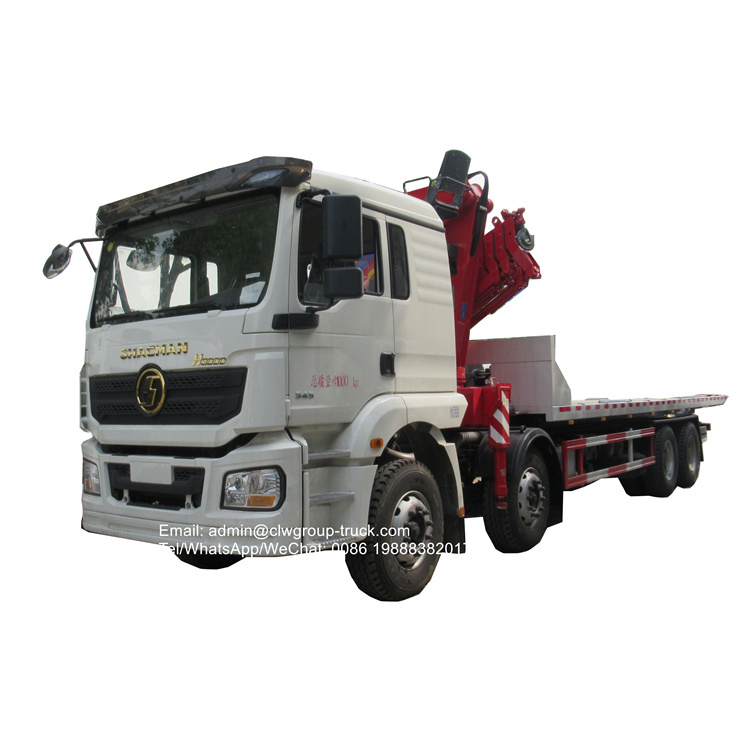 Shacman 8x4 15ton crane with 9.6m platform wrecker bed