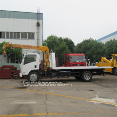 Isuzu 190hp flatbed tow truck mounted crane