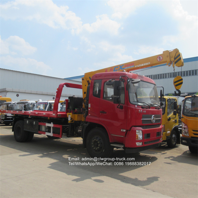 Dongfeng 8 tons sliding platform recovery truck with crane