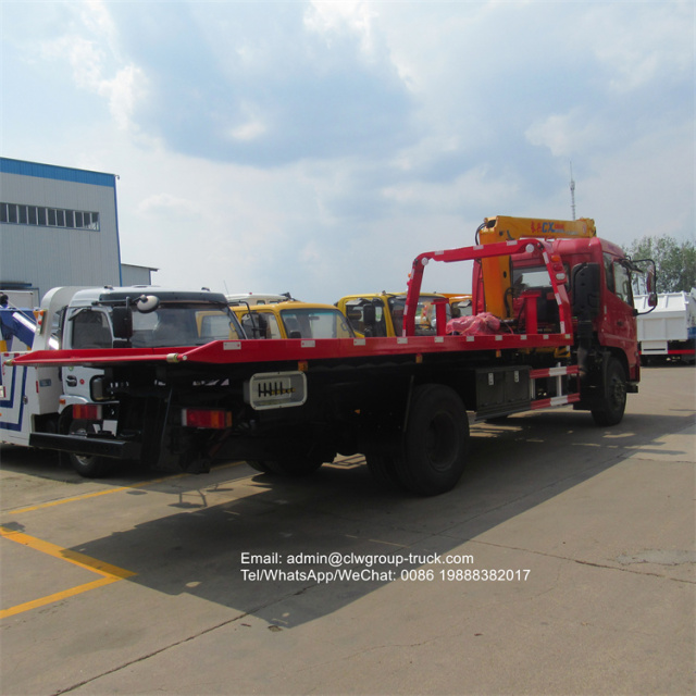 Dongfeng 8 tons sliding platform recovery truck with crane