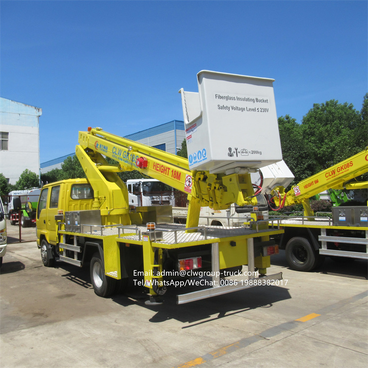 Isuzu aerial platform truck isolated bucket