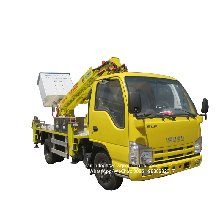 Isuzu aerial platform truck isolated bucket