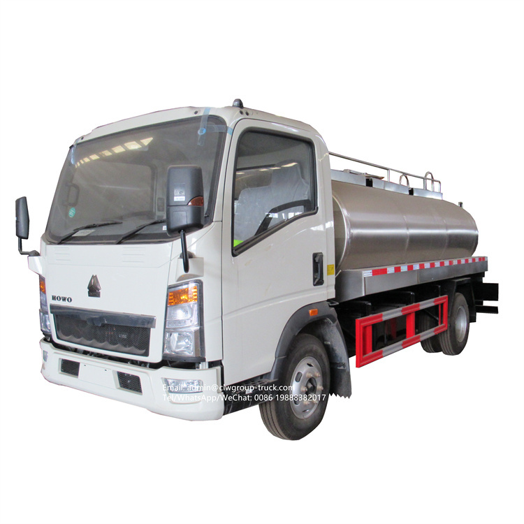 sinotruk howo 3000-5000l 5m3 sus304 stainless milk truck