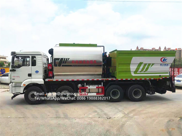 Shacman 8x4 24m3 asphalt synchronous chip sealer