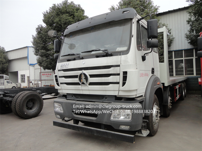 Beiben 8X4 12 wheeler 30-40tons flatbed low deck construction machine transport truck