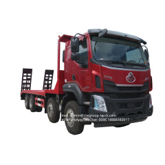 Dongfeng liuqi 12 wheeler 40tons flat deck lowbed heavy equipment transporting truck