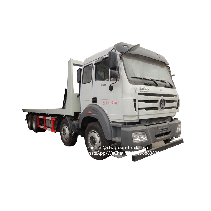 Beiben 8X4 12 wheeler 30-40tons flatbed low deck construction machine transport truck