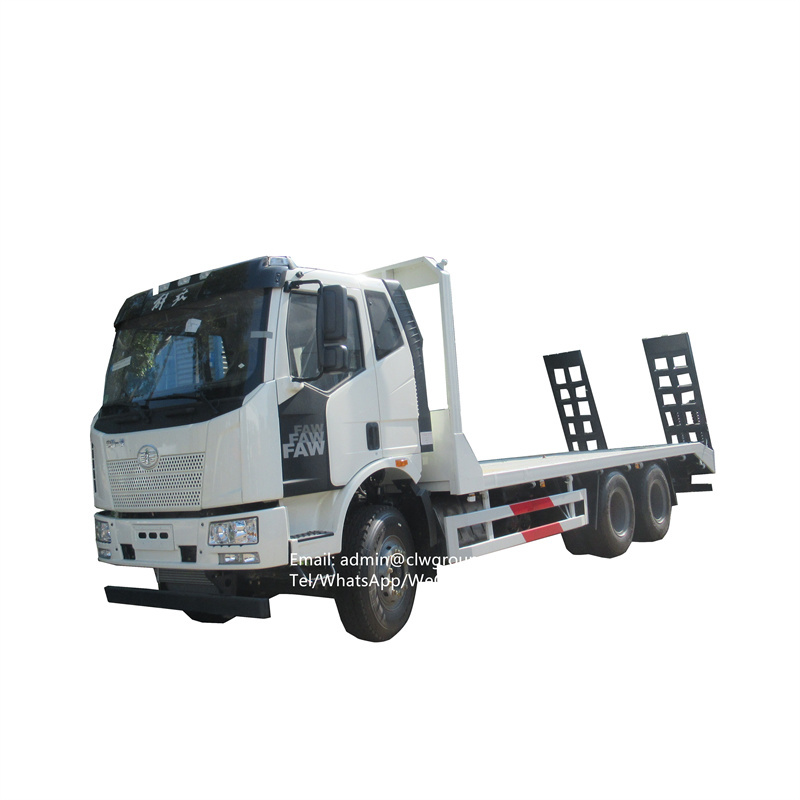 FAW 6X4 10 wheeler low loader 6X4 evcavator flatbed transport trucks