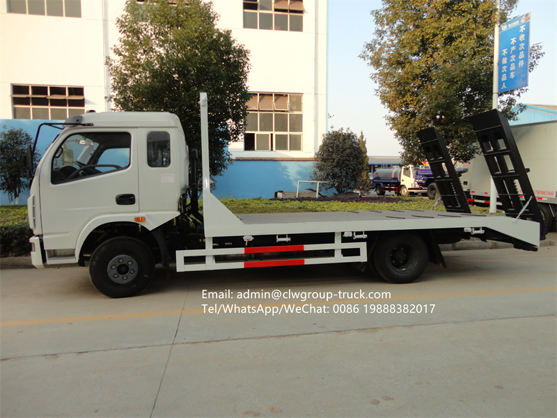 Dongfeng new 5tons flat bed excavator transport truck