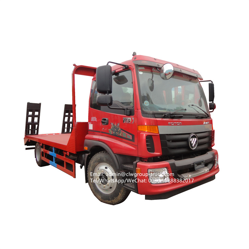 6 wheeler foton 4x2 15tons excavator transport self loading flatbed low bed truck for sale