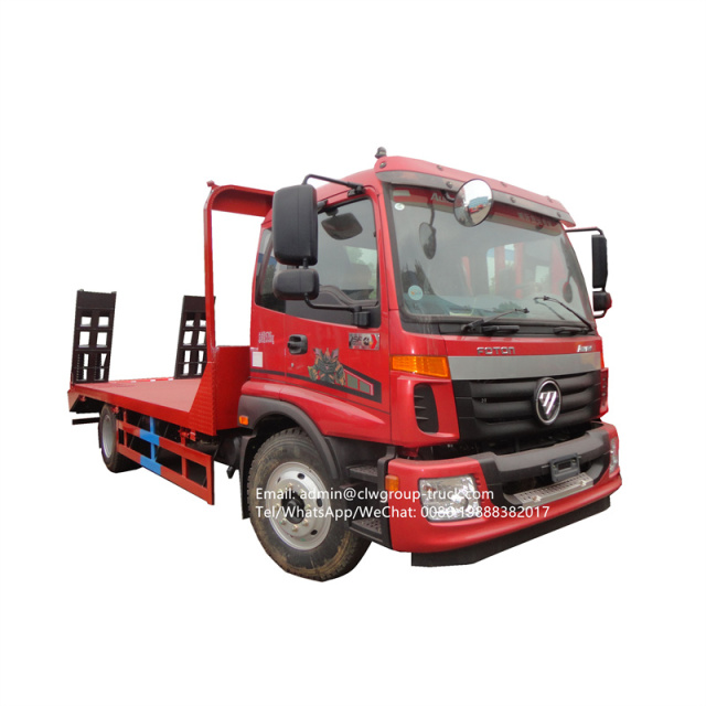 6 wheeler foton 4x2 15tons excavator transport self loading flatbed low bed truck for sale
