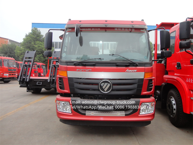 6 wheeler foton 4x2 15tons excavator transport self loading flatbed low bed truck for sale