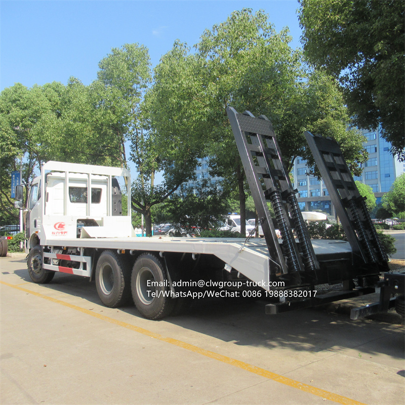 FAW 6X4 10 wheeler low loader 6X4 evcavator flatbed transport trucks