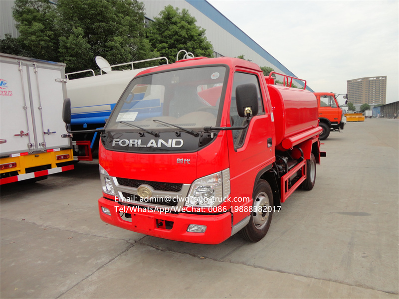 Foton 4x2 mini tanker 3000 liter water tank truck