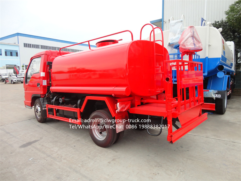 Foton 4x2 mini tanker 3000 liter water tank truck