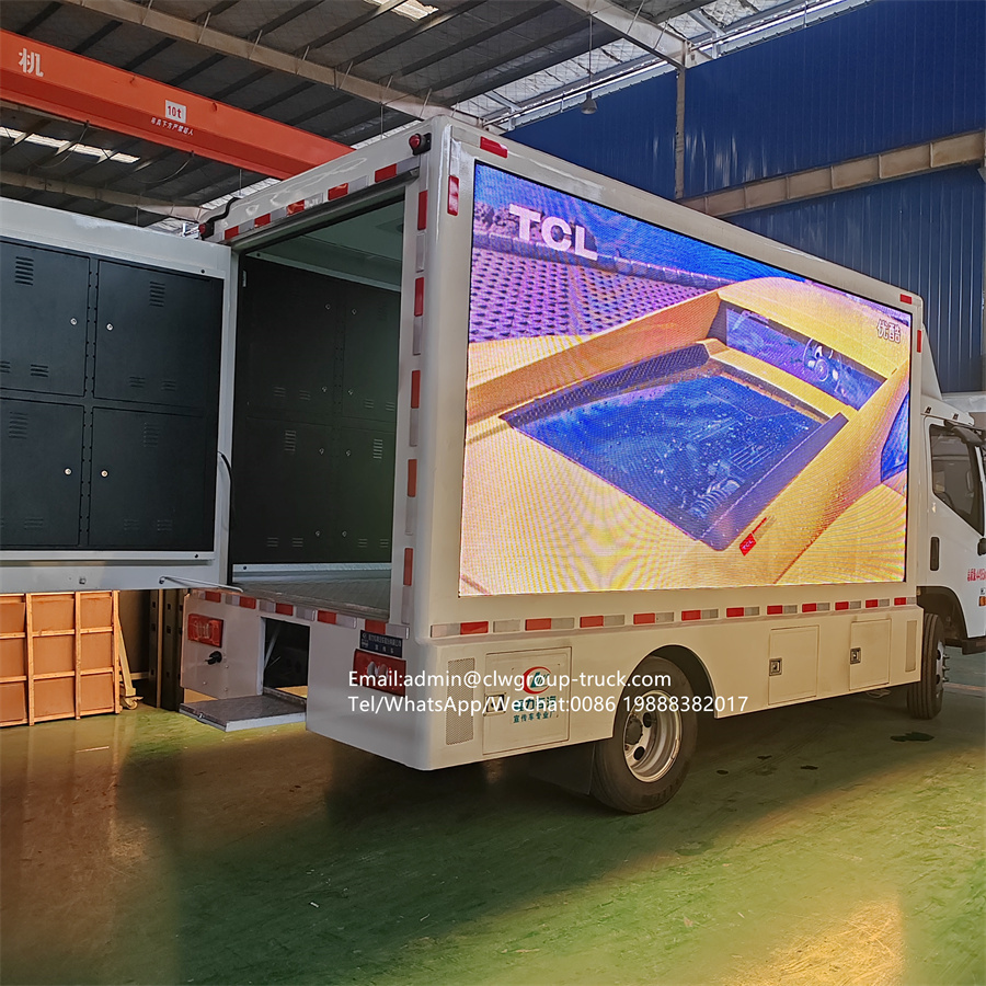 Foton mobile advertising van truck mounted led,Chengli Special Automobile Co.,Ltd,Foton 3 sides p6 screen scrolling broadcast led billboard van