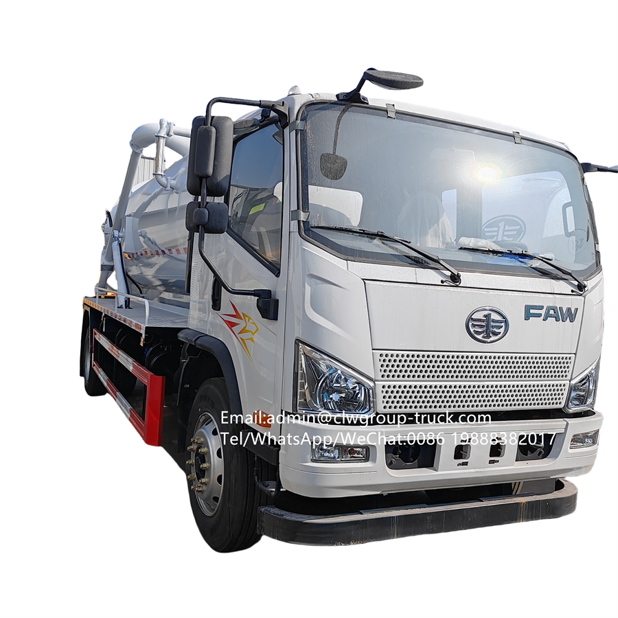 FAW 130HP 8000L vacuum tanker sewage pumper truck,Chengli Special Automobile Co.,Ltd,FAW 2000 gallons sewer cleaning disposal sewage drainage truck cost