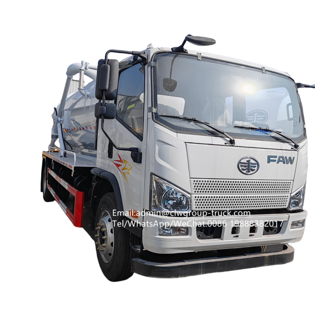 FAW 130HP 8000L vacuum tanker sewage pumper truck,Chengli Special Automobile Co.,Ltd,FAW 2000 gallons sewer cleaning disposal sewage drainage truck cost