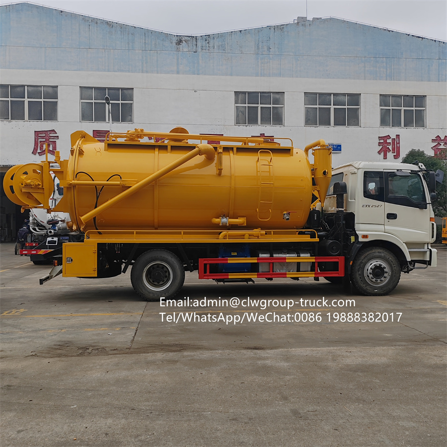 Foton  waste water cleaning sewer sludge suction combined jetting truck,Chengli Special Automobile Co.,Ltd,Foton 12tons combination sewer cleaning vacuum truck with jetter