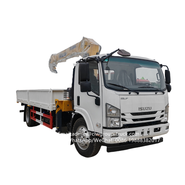 Isuzu 130hp 3.2tons 4 tons hydraulic boom crane,Chengli Special Automobile Co.,Ltd,6 wheeler self loader mobile straight arm truck crane 3.2tons 4 tons