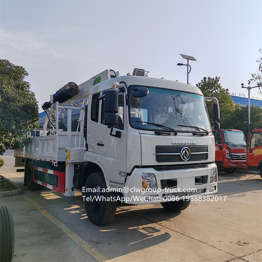Dongfeng 8tons auger bucket boom truck crane pole installation,Chengli Special Automobile Co.,Ltd,Dongfeng crane with basket auger drill boom truck crane capacity 8tons