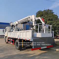 Dongfeng 8tons auger bucket boom truck crane pole installation,Chengli Special Automobile Co.,Ltd,Dongfeng crane with basket auger drill boom truck crane capacity 8tons