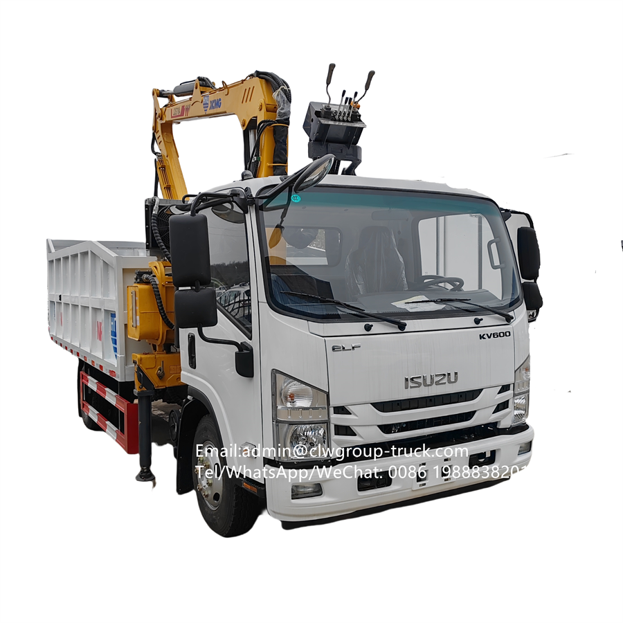 Isuzu knuckle boom truck mounted folding arm 4 tons dump truck,Chengli Special Automobile Co.,Ltd,Isuzu 4m tipper box knuckle boom 4tons knuckle dump truck crane