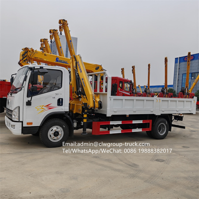 FAW right hand drive 130hp hydraulic folding knuckle boom 2 tons 3.2tons,Chengli Special Automobile Co.,Ltd,FAW RHD 3.2tons 2 tons hydraulic lifting knuckle foldable truck crane