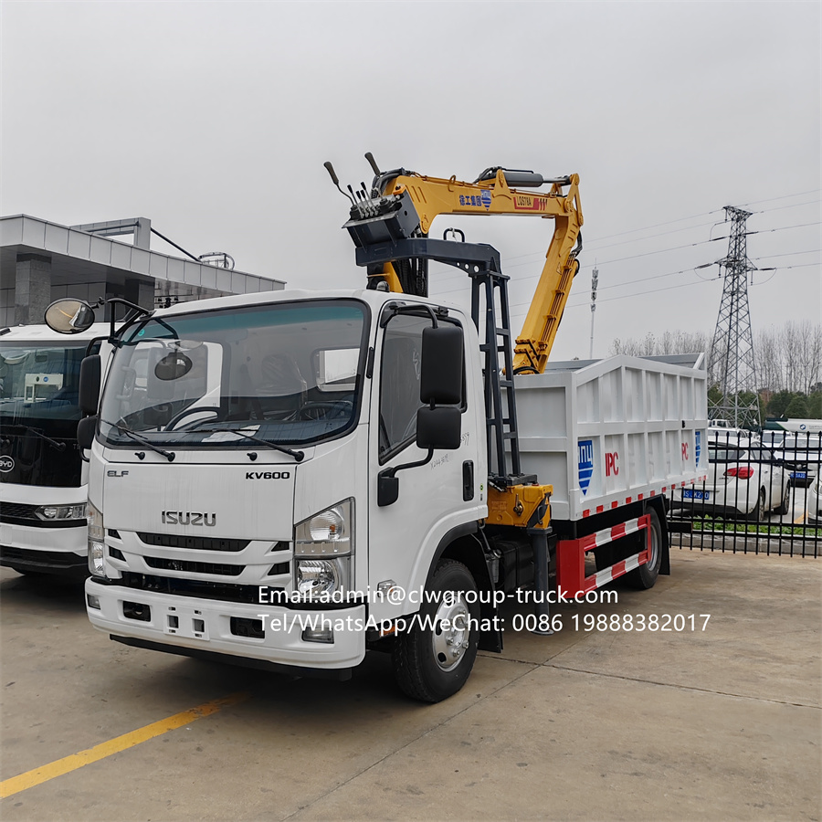 Isuzu knuckle boom truck mounted folding arm 4 tons dump truck,Chengli Special Automobile Co.,Ltd,Isuzu 4m tipper box knuckle boom 4tons knuckle dump truck crane