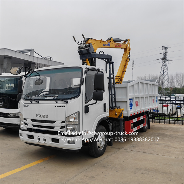 Isuzu knuckle boom truck mounted folding arm 4 tons dump truck,Chengli Special Automobile Co.,Ltd,Isuzu 4m tipper box knuckle boom 4tons knuckle dump truck crane