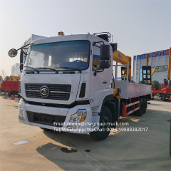 CLW 6X4 cummins engine 260hp flatbed self loadding ladder crane truck,Chengli Special Automobile Co.,Ltd,CLW heavy duty 10 wheeler self loading low bed flatbed truck crane