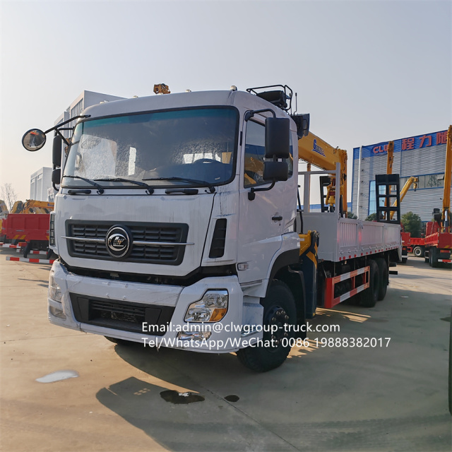 CLW 6X4 cummins engine 260hp flatbed self loadding ladder crane truck,Chengli Special Automobile Co.,Ltd,CLW heavy duty 10 wheeler self loading low bed flatbed truck crane