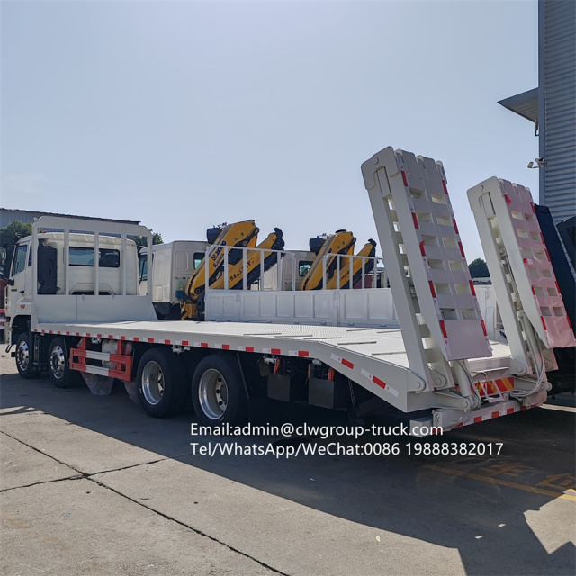 Sinotruk howo 12 wheeler 8x4 hydraulic low bed flatbed transport truck,Chengli Special Automobile Co.,Ltd,Sinotruk howo excavator transport hydraulic low bed loader truck