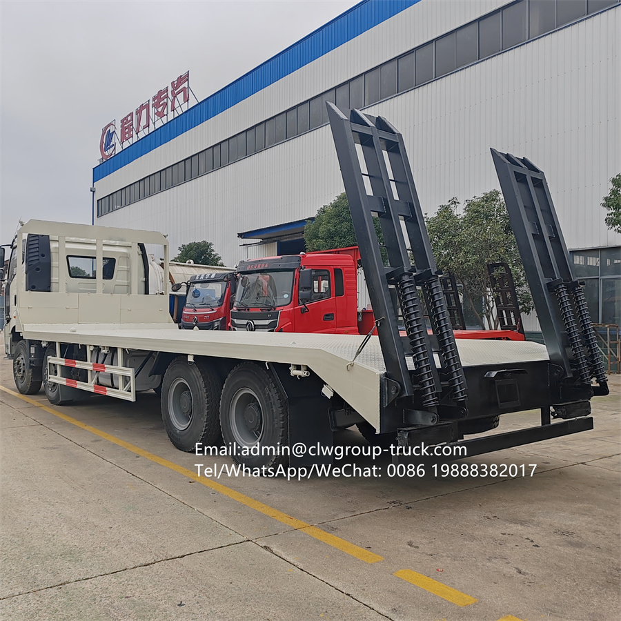 FAW 12wheeler 8x4 9.5m flatbed truck for container delivery,Chengli Special Automobile Co.,Ltd,FAW 8X4 20tons flat deck container delivery low bed frame truck
