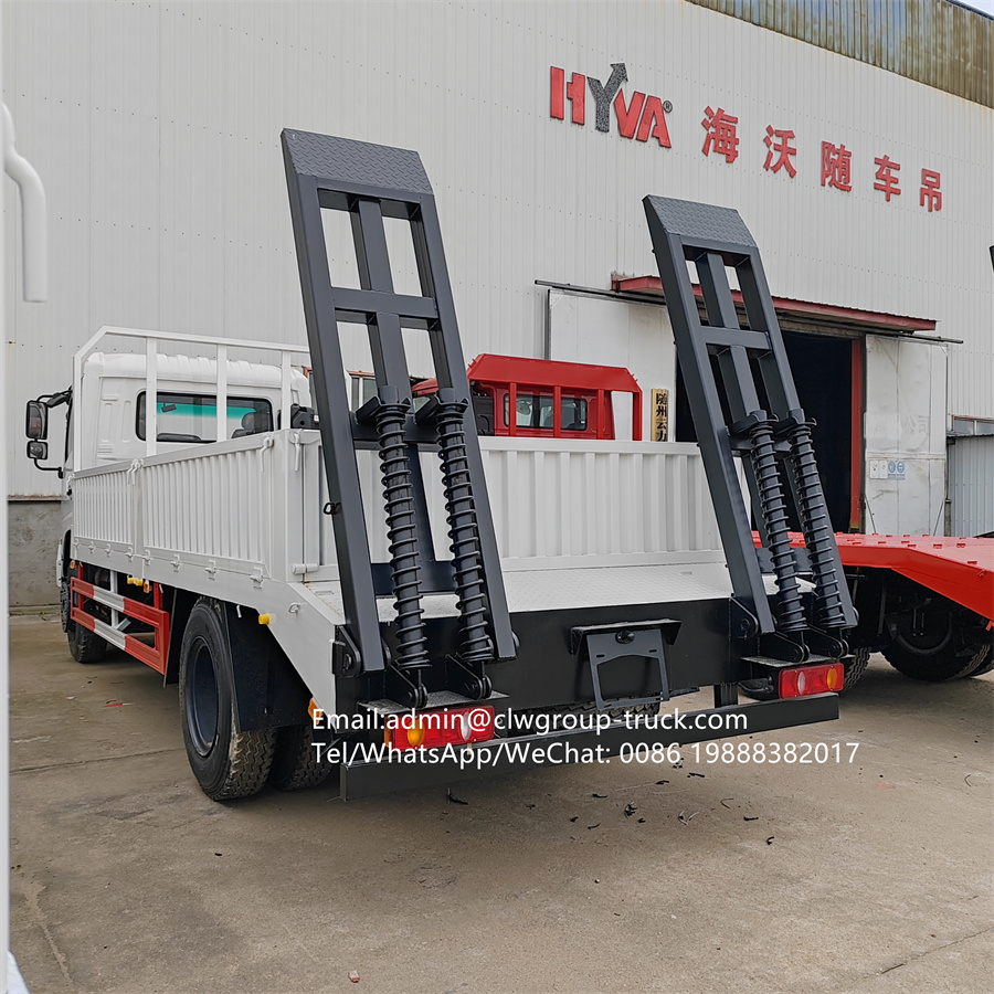 Dongfeng 6m lorry drop side hydraulic ladder flatbed truck,Chengli Special Automobile Co.,Ltd,Dongfeng 4x2 platform lorry box frame low loader flatbed truck beds