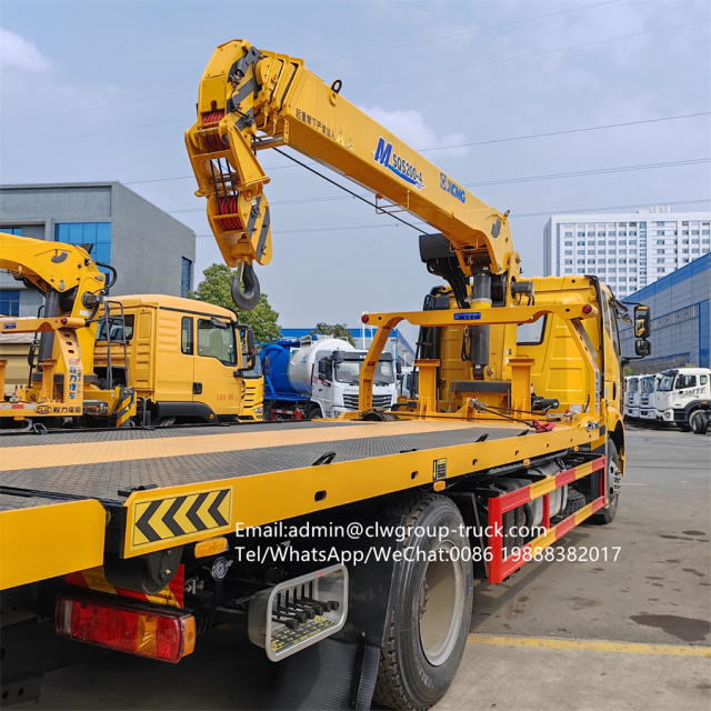 FAW 10tons wrecker towing bed winch mounted xcmg telescopic crane,Chengli Special Automobile Co.,Ltd,FAW towing platform 10tons winch flatbed truck mounted crane 8tons