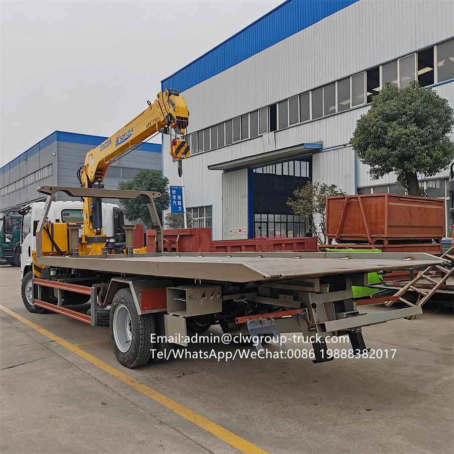 Isuzu 4 tons telescopic crane mounted flatbed tow truck,Chengli Special Automobile Co.,Ltd,Isuzu telescopic boom crane breakdown tow truck wrecker slide bed