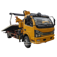 Dongfeng 4tons sliding platform flatbed mounted 3.2tons 4tons xcmg knuckle crane,Chengli Special Automobile Co.,Ltd,Dongfeng sliding platform winch 4tons crane mounted recovery truck