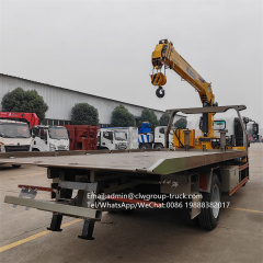 Isuzu 4 tons telescopic crane mounted flatbed tow truck,Chengli Special Automobile Co.,Ltd,Isuzu telescopic boom crane breakdown tow truck wrecker slide bed