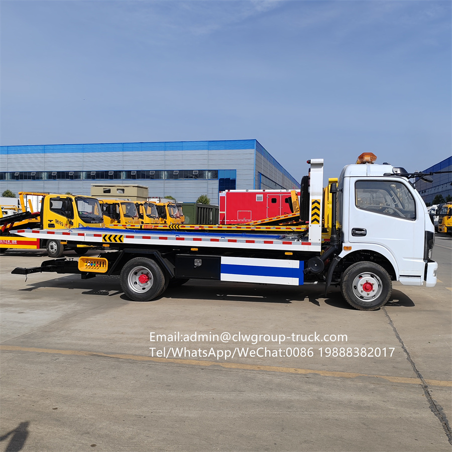 Dongfeng 4x2 4x4 4t flatbed hydraulic platform tow truck body,Chengli Special Automobile Co.,Ltd,Dongfeng 4 tons winch flatbed rollback underlift car carrier tow truck