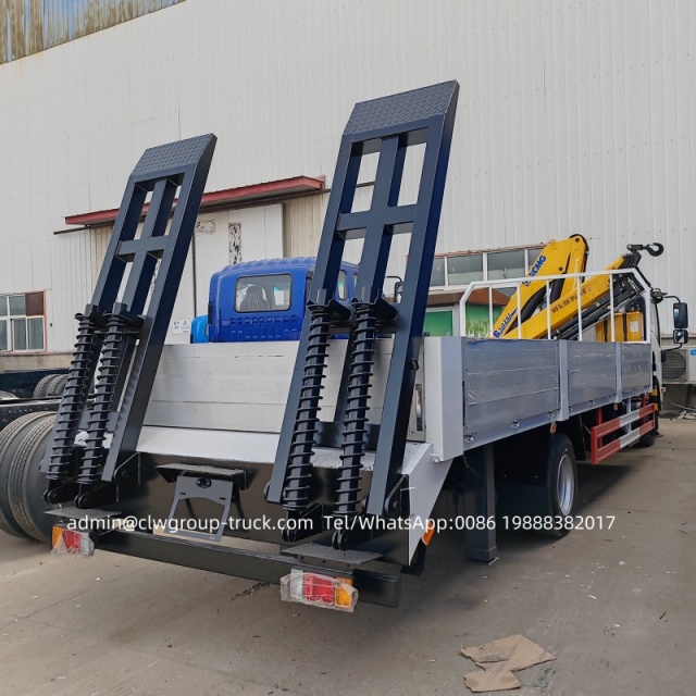Isuzu flatbed knuckle boom mounted aluminum alloy box truck,Chengli Special Automobile Co.,Ltd,Isuzu folding knuckle lorry mounted xcmg flatbed crane truck 4tons