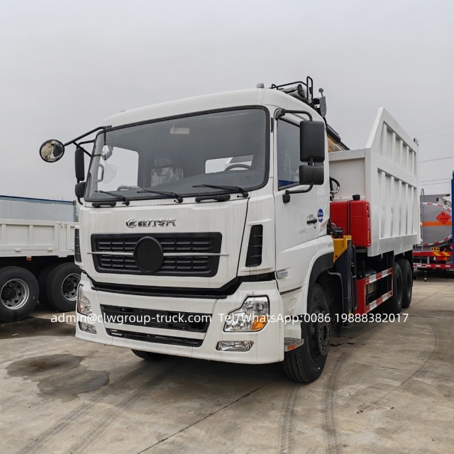 CLW heavy duty knuckle boom tipper truck with gripper for iron scrap,Chengli Special Automobile Co.,Ltd,CLW dump tipper box with knuckle bom gripper folding truck crane