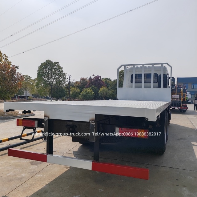 Dongfeng 10 wheeler 20tons 20ft container delivery flatbed lowboy truck,Chengli Special Automobile Co.,Ltd,Dongfeng double cabin 6x4 20tons 20ft container carry lowboy truck