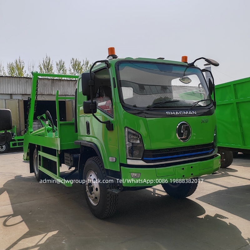 Shacman 8 tons bin skip loader swing arm garbage collector truck,Chengli Special Automobile Co.,Ltd,Shacman  8 tons 8m3 waste bin skip loader garbage truck price