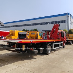 Isuzu 3.tons knuckle boom tilt and slide platform flatbed recovery truck,Chengli Special Automobile Co.,Ltd,Car towing crane tilt and slide flatbed winch isuzu recovery truck